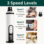 Electric pet nail grinder with 3 adjustable speed levels