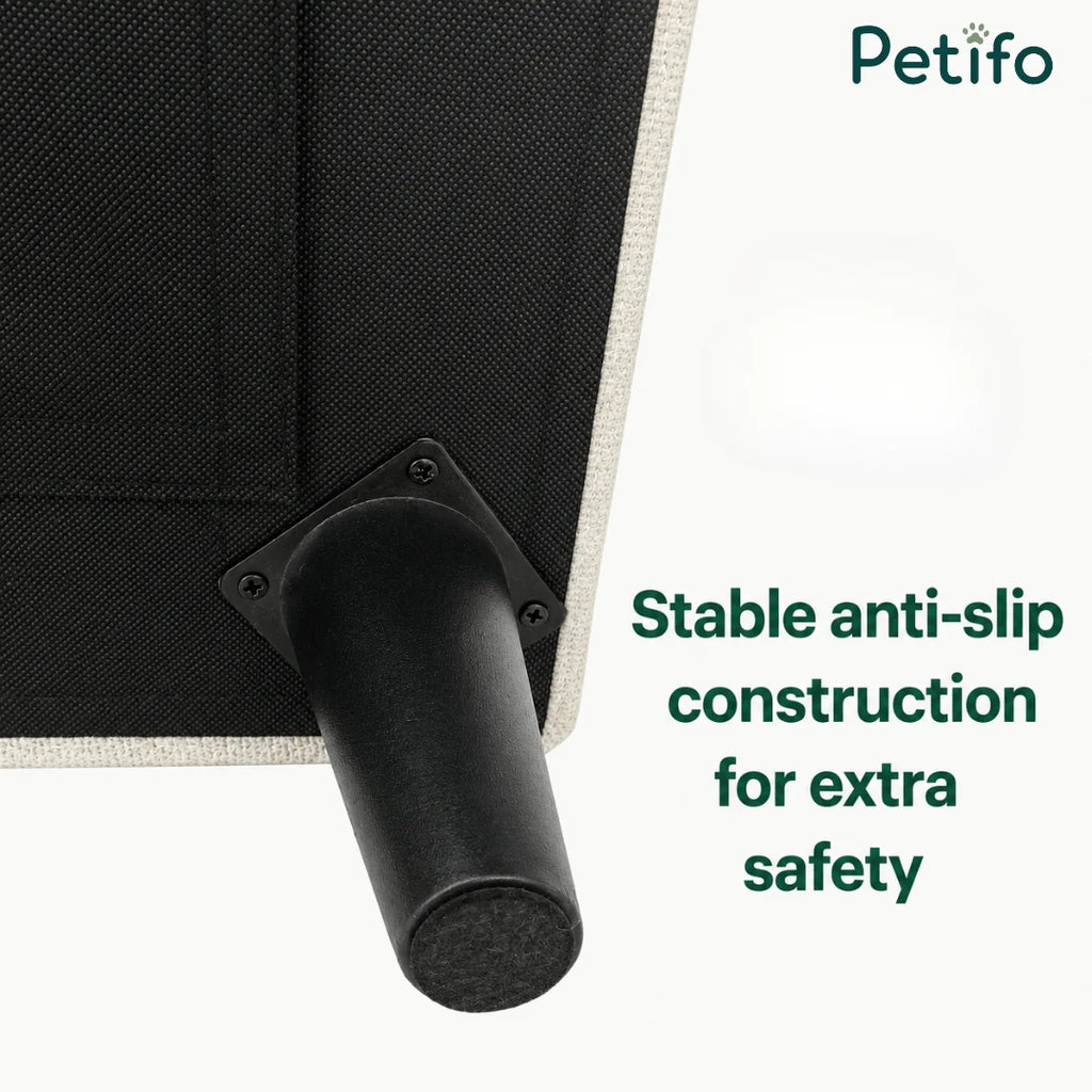  Stable anti-slip black construction legs attached to the underside with protective floor pads for extra safety.