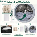 Step-by-step guide on how to wash a Petifo dog bed cover using a laundry bag in a washing machine.