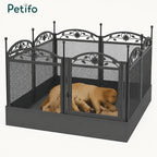 A stylish and durable Petifo metal dog playpen on a white background, featuring a secure door and protective base panel for puppy containment.