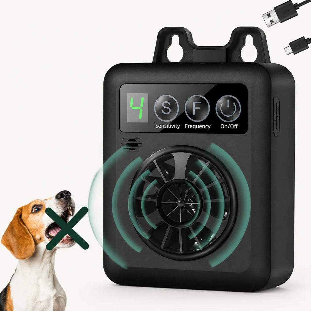 Rechargeable ultrasonic anti-barking device for dogs