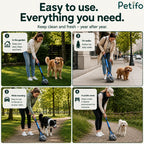 Lifestyle grid banner demonstrating the dog waste scooper in use across gardens, urban walks, travel, and public areas.