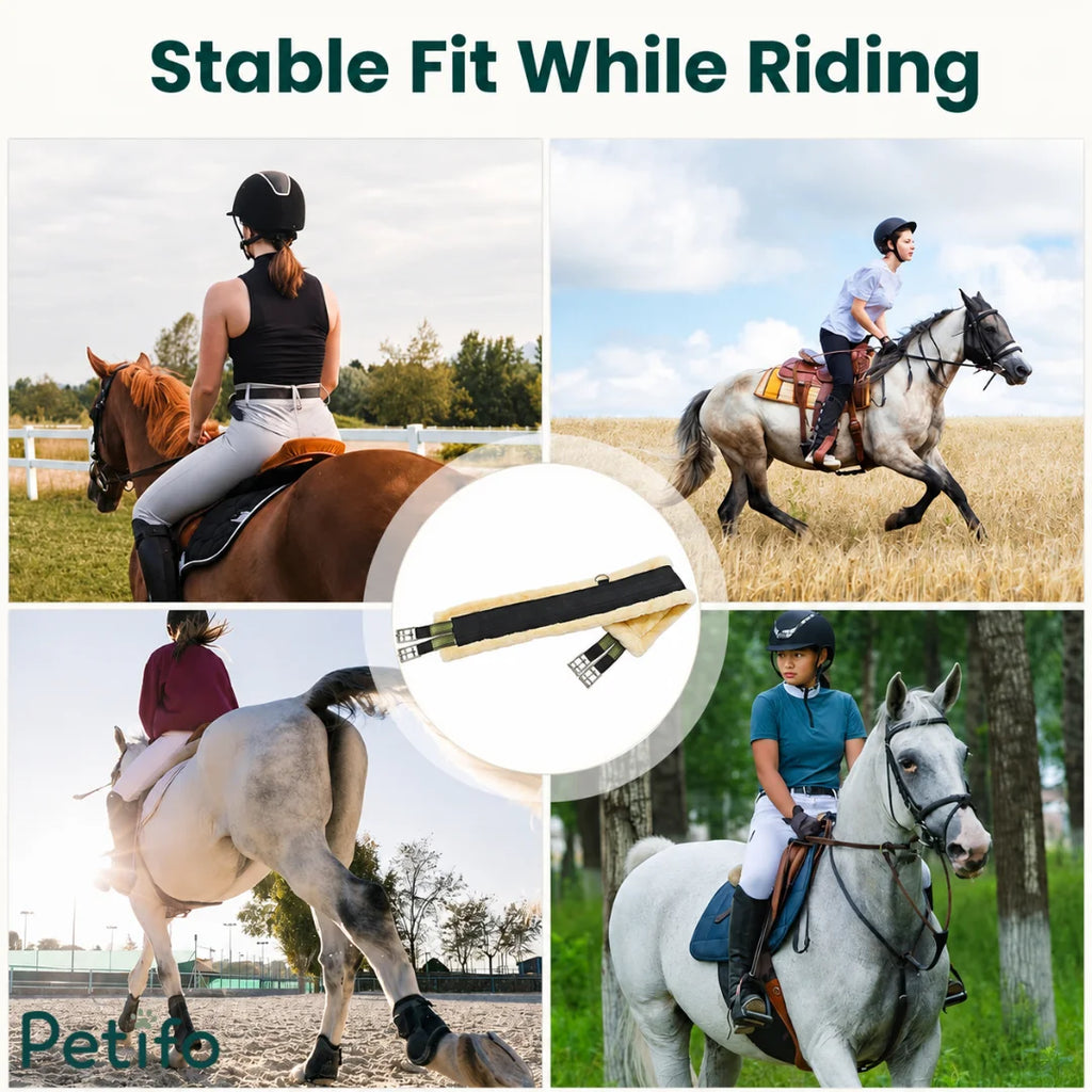Versatile horse girth providing a stable fit for various riding styles.