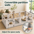 Convertible partition walls feature image demonstrating how to easily adjust internal spaces within the Petifo pet playpen.