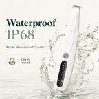 Waterproof IP68 pet paw trimmer being rinsed under splashing water for easy and hygienic cleaning.