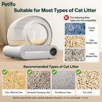 This smart cat litter box is compatible with most litter types, including mineral, bentonite, and crushed tofu