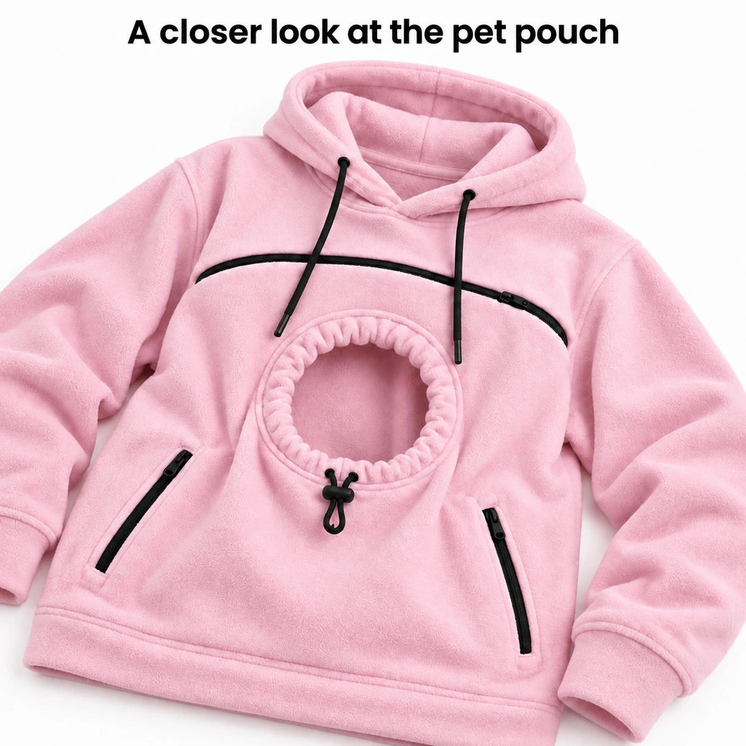 Fluffelia pet pouch zip and drawstring details - Petifo