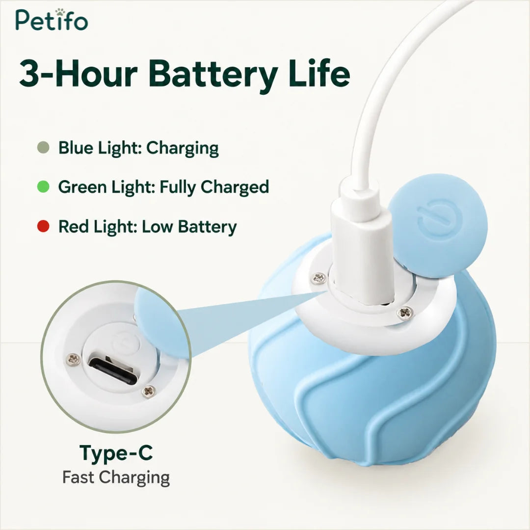 Jumping Ball for Cats with USB-C charging and about 3 hours of play - Petifo
