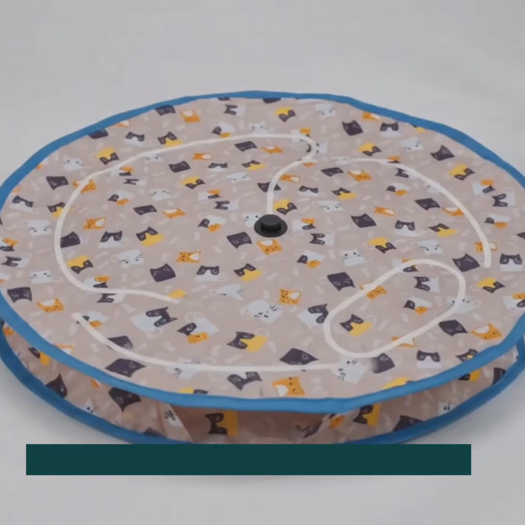 Cat pouncing on the moving ball under the Purrnivo hunting mat – Petifo