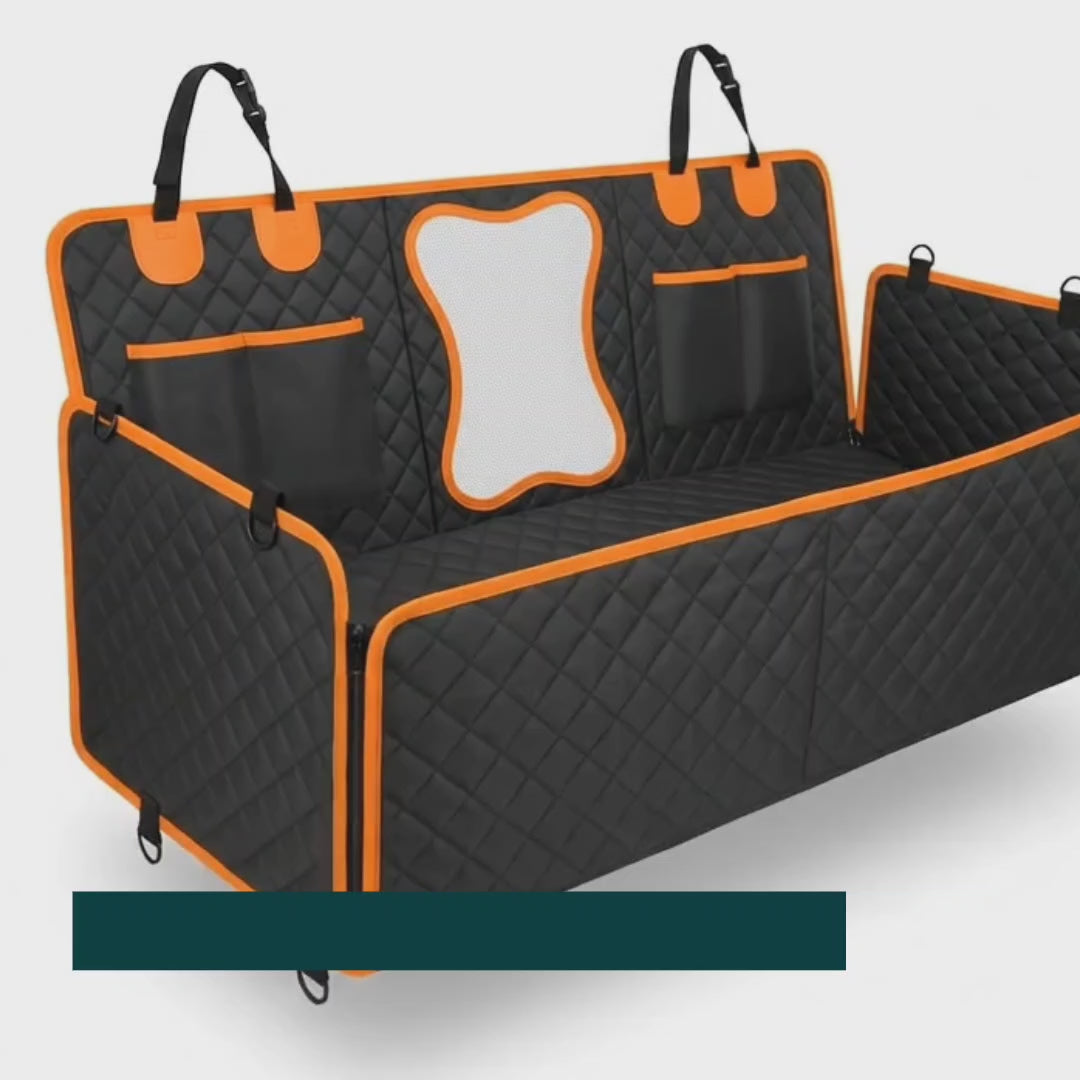 Fitting the scratch-proof rear seat cover in a car with a dog on board – Petifo