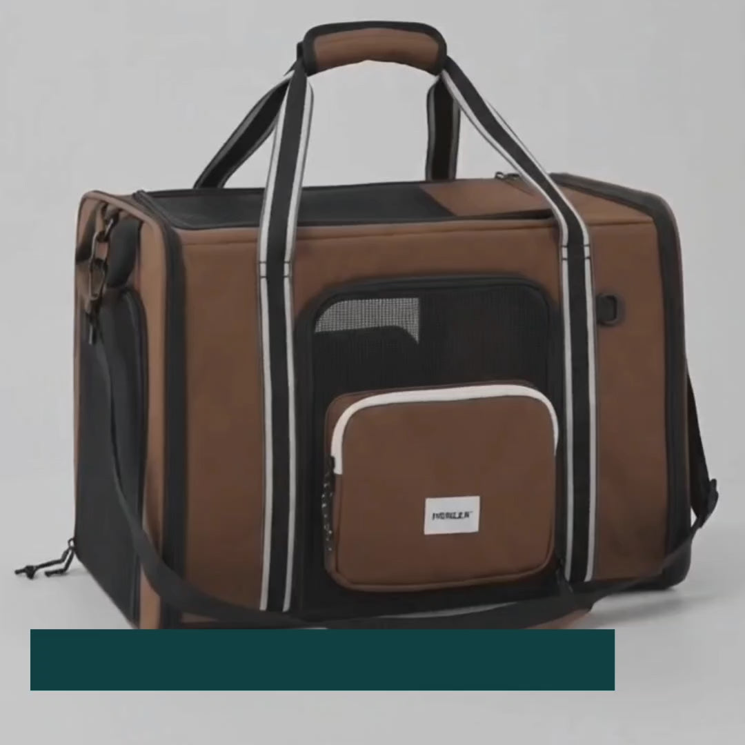 HiDream flight-approved carrier bag shown carrying a pet – Petifo
