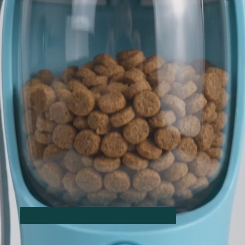 Pouring water and food from the portable travel bottle for dogs – Petifo