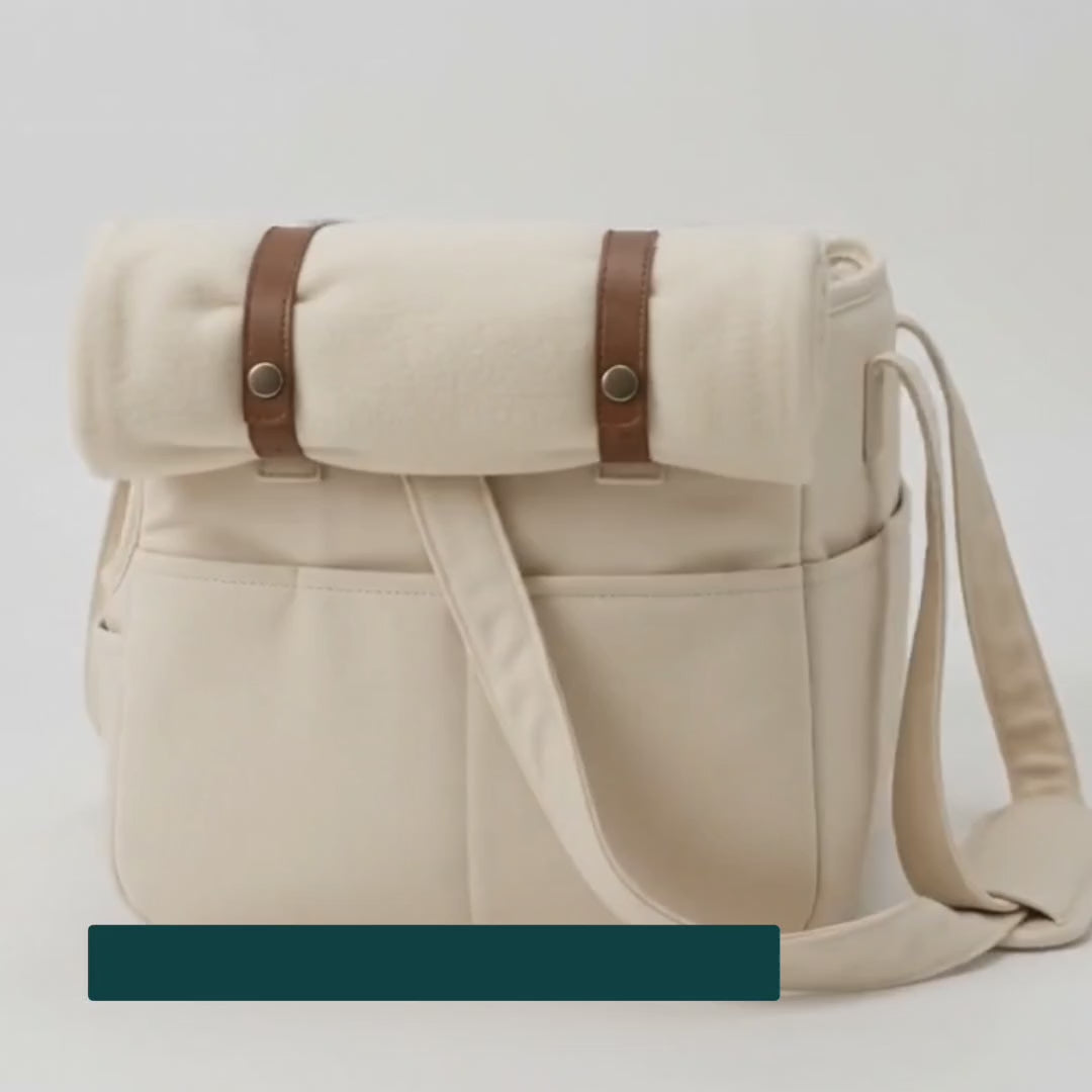 Dog settling inside the ComfyPaws carry bag while being carried – Petifo